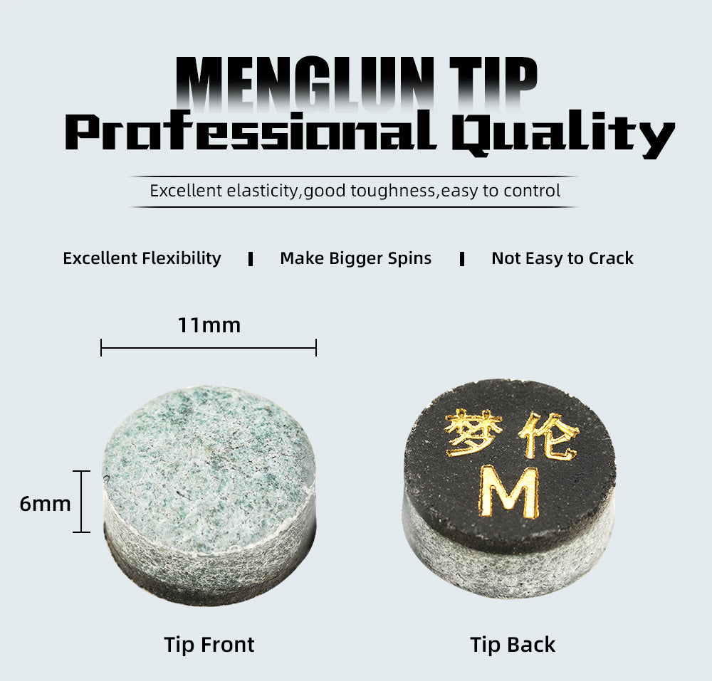 MENGLUN Tips Professional Snooker Billiards Cue Tip 11mm 5pcs Medium Hard Cowhide Leather Cue Stick Snooker Billiard Accessories