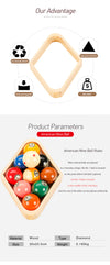 Wooden Billiard Ball Rack Billiard 8-Ball Triple-Cornered Rack 9-Ball Diamond Billiard Rack for Billiard Pool Table Accessories