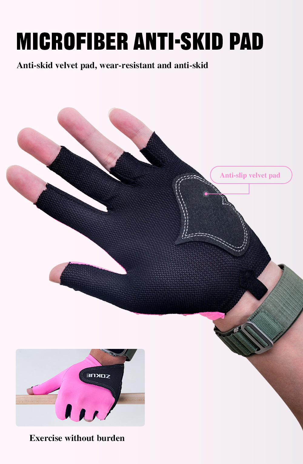 ZOKUE Glove Left Hand Medium Pink/Black High Quality Ballteck Korea Carom Glove 3 Fingers Professional Pool Glove Billiard Accessories