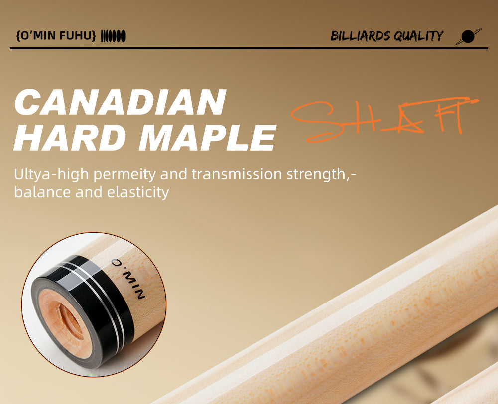 OMIN-Maple Shaft Billiard Pool Cue Kit, FUHU Series, Professional Stick, 3/8*10 Joint, Smooth Grip, Piano Painting, 1/2 Billiard