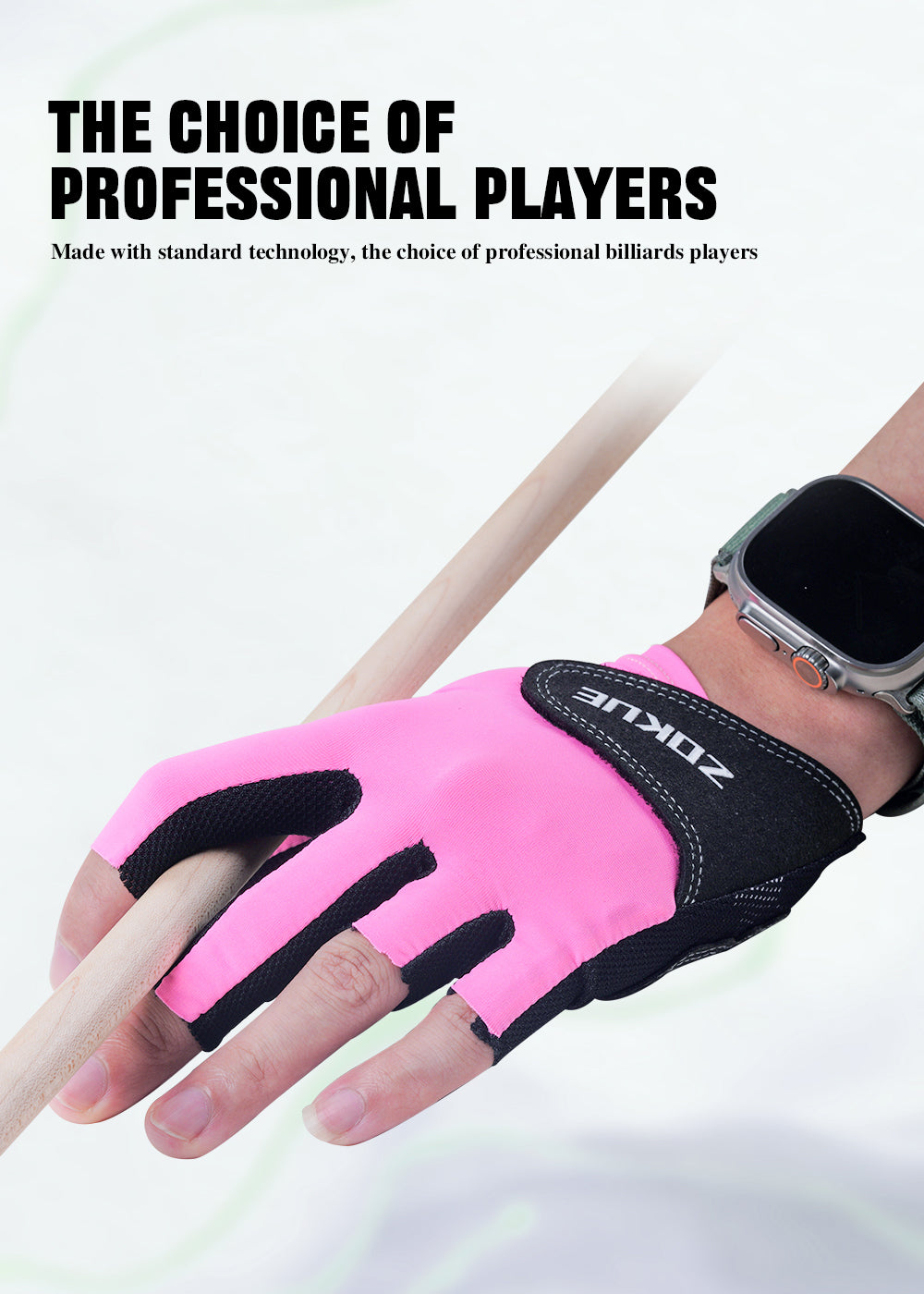 ZOKUE Glove Left Hand Medium Pink/Black High Quality Ballteck Korea Carom Glove 3 Fingers Professional Pool Glove Billiard Accessories