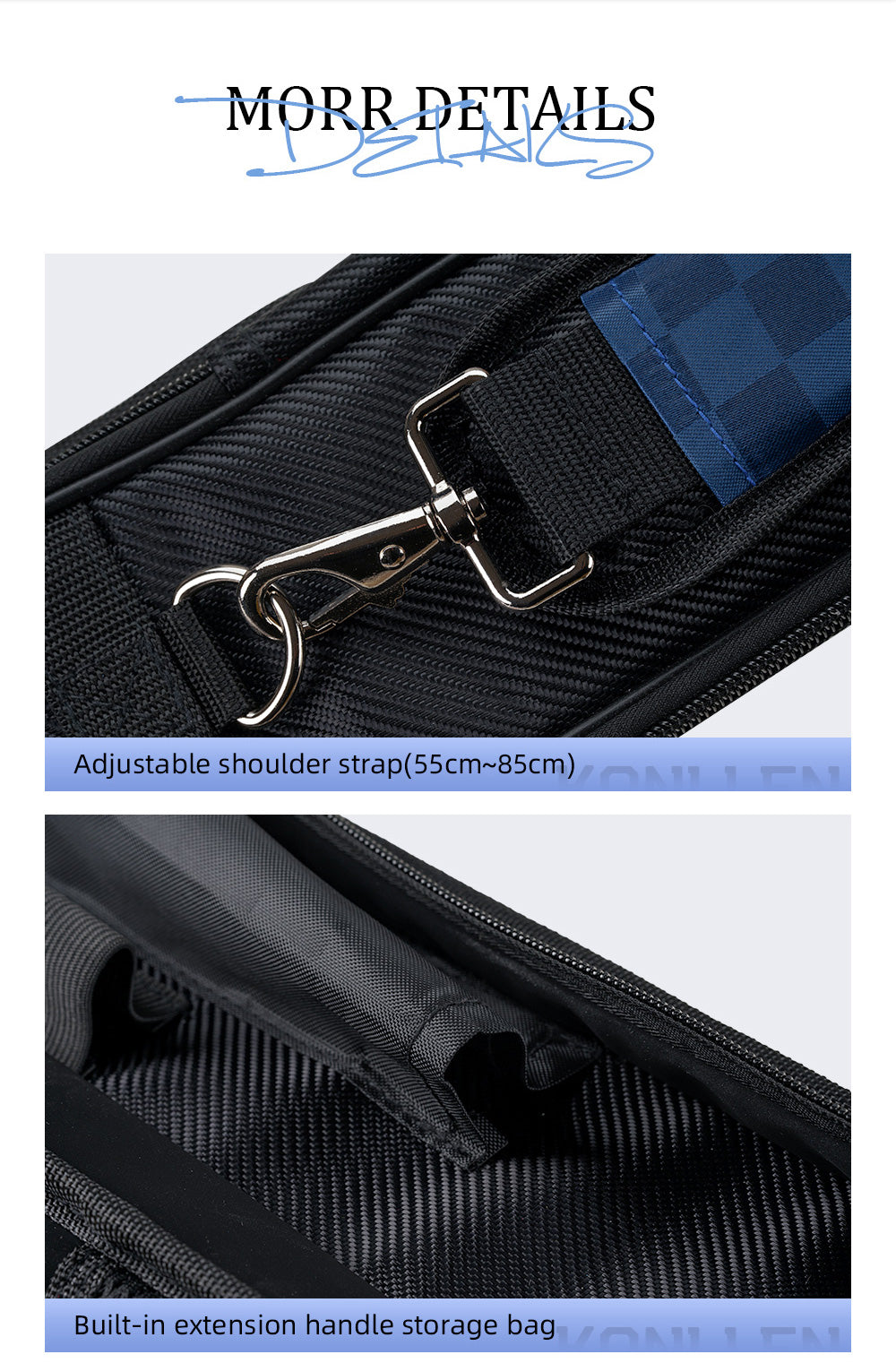 KONLLEN Hard Cue Case Bag, Billiard Stick Carrying Case, 6 Holes, 2x4 Pool Case, 86cm Length, Oxford Cloth, Billiard Accessories