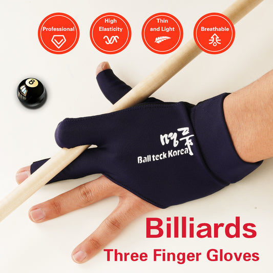 MINGPIN Billiard Pool Cue Three Fingers Gloves Non-slip One Pieces Red/Yellow/Black/Blue Exquisite Fabric Billiard Accessories