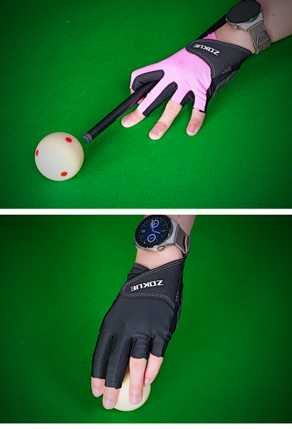 ZOKUE Glove Left Hand Medium Pink/Black High Quality Ballteck Korea Carom Glove 3 Fingers Professional Pool Glove Billiard Accessories