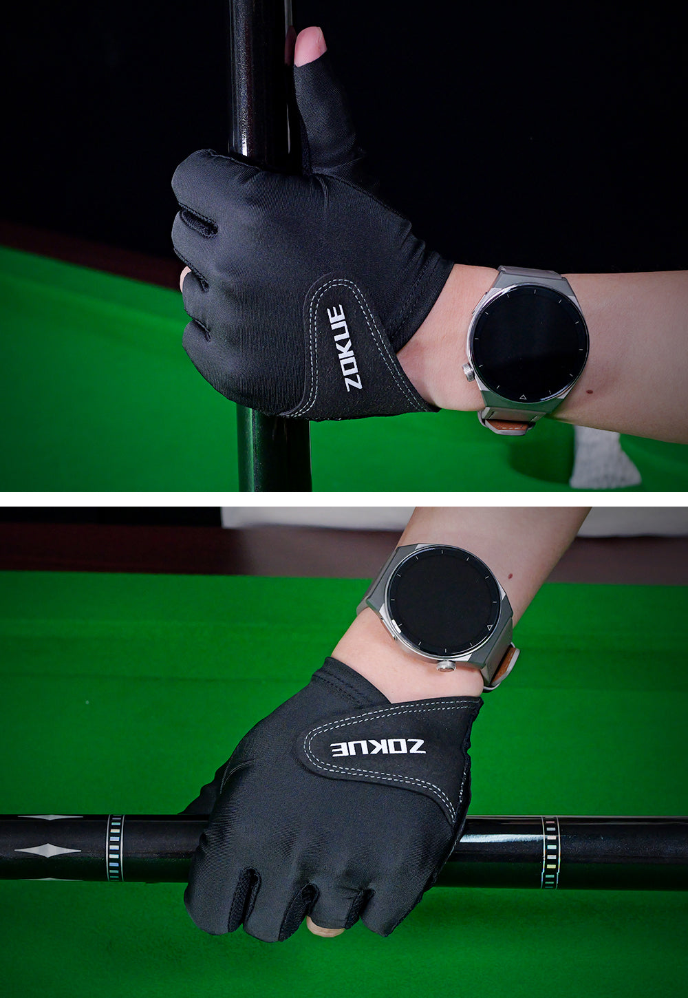 ZOKUE Glove Left Hand Medium Pink/Black High Quality Ballteck Korea Carom Glove 3 Fingers Professional Pool Glove Billiard Accessories