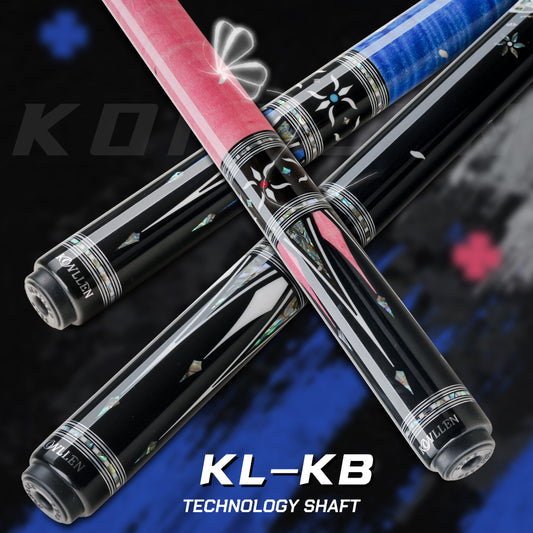 KONLLEN Butterfly Love Cues, KL-KB, 12.5mm Hardrock Maple Shaft Contains Carbon Tube Stick, Handmade Inlay Production Billiard