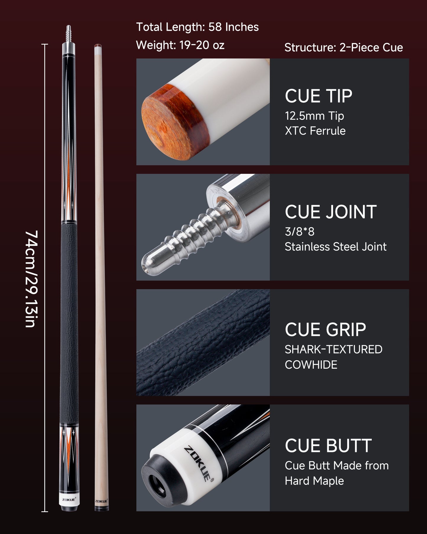 ZOKUE-FY-02 Pool Cue 12.5mm