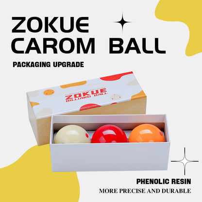 ZOKUE Carom Ball Set Carom Billiard Balls (61.5 mm) Complete 3 Ball Set for Beginner
