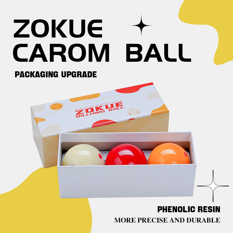 ZOKUE Carom Ball Set Carom Billiard Balls (61.5 mm) Complete 3 Ball Set for Beginner
