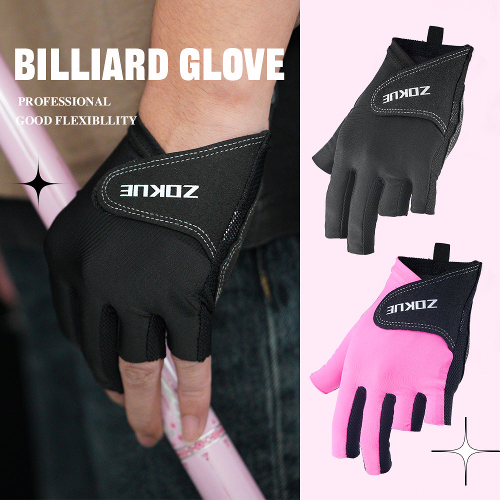 ZOKUE Glove Left Hand Medium Pink/Black High Quality Ballteck Korea Carom Glove 3 Fingers Professional Pool Glove Billiard Accessories