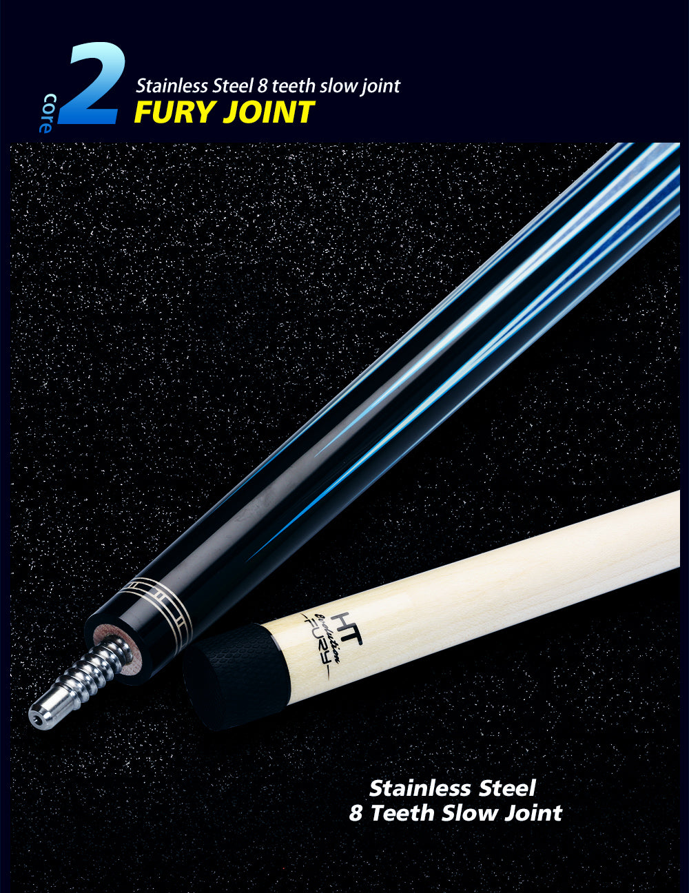 FURY Biiliard CL 2-6 Maple Billard Pool Cue Stick Kit 13mm Tiger Tip Professional Maple HTO Shaft