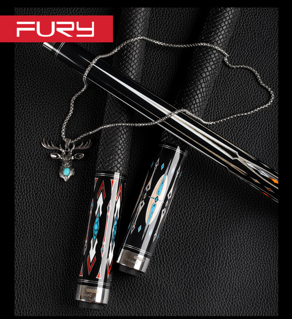 FURY DX-1/4 Billiard Pool Cue HT2 Maple Shaft Leather Handle 12.5mm Tiger Tip Quick Joint Handmade Billiar Stick Kit