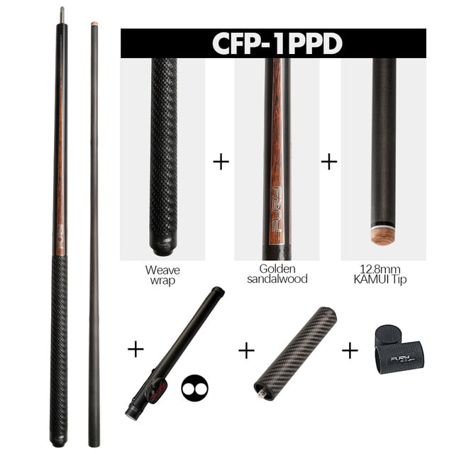FURY CFP Billiard Black Technology Pool Cue 12.5mm/12.8mm SS Kamui Tip PAS Carbon Fiber Shaft Professional Billar Stick Kit