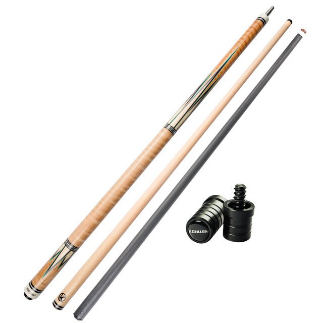 KONLLEN Carom Billiards Cue Real Inlay Low Deflection 3 Cushion Carom Cue 12 Pieces in 1 Shaft Technology 142cm 12mm Libre Cue