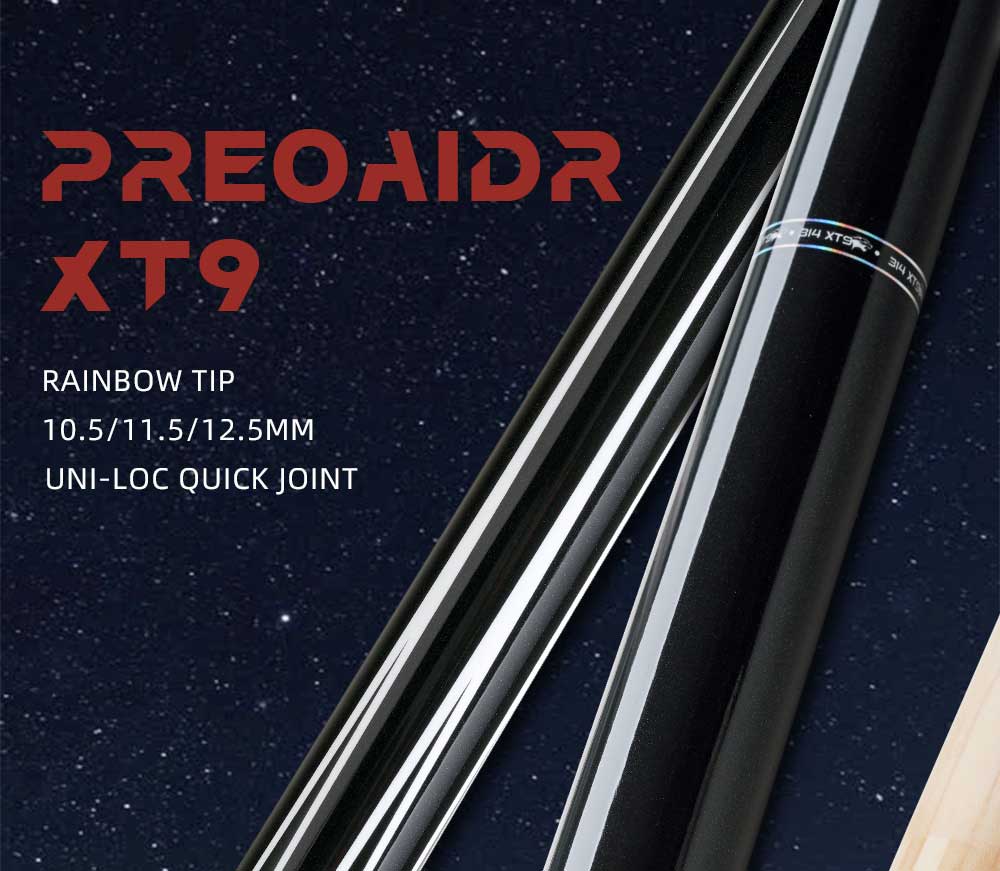 PREOAIDR-Billiard Pool Cue Stick, Snooth Grip, Uni-lock Joint Technology, XT9 3142, 10.5mm, 11.5mm, 12.5mm
