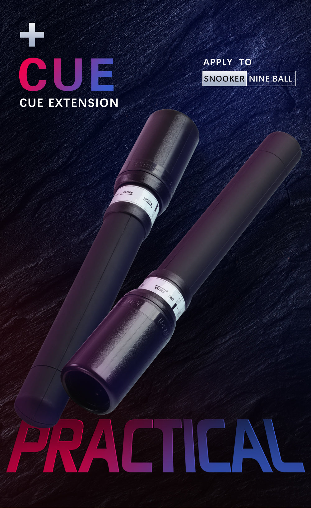 Cue Extension Extender for Pool Cue or Snooker Cue Black White Durable Non Slip Universal Extension Billiards Accessories