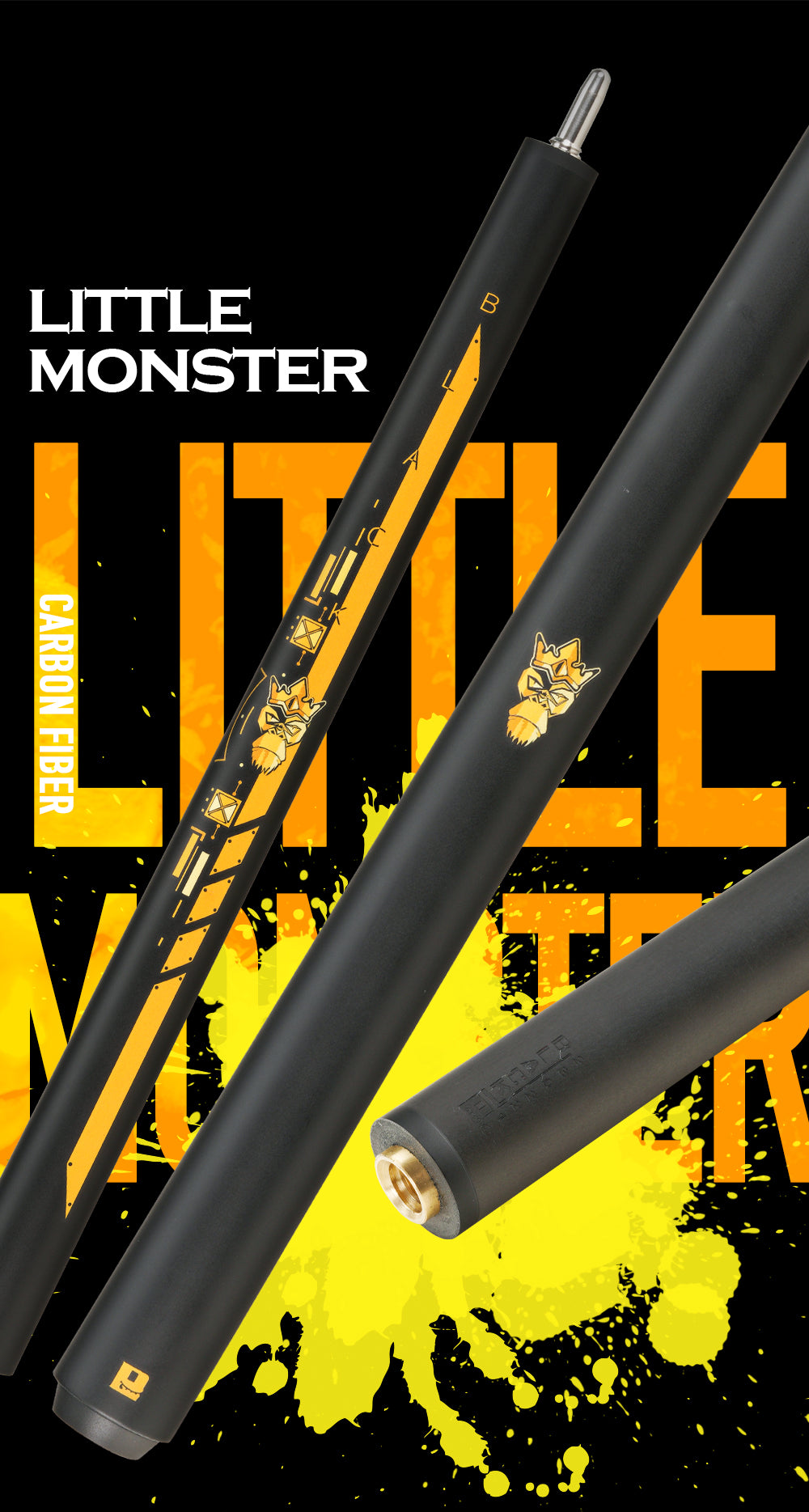 Little Monster 3 Pieces Punch Jump Cue 147cm 12.9mm with Leather Bag Break Jump Cue