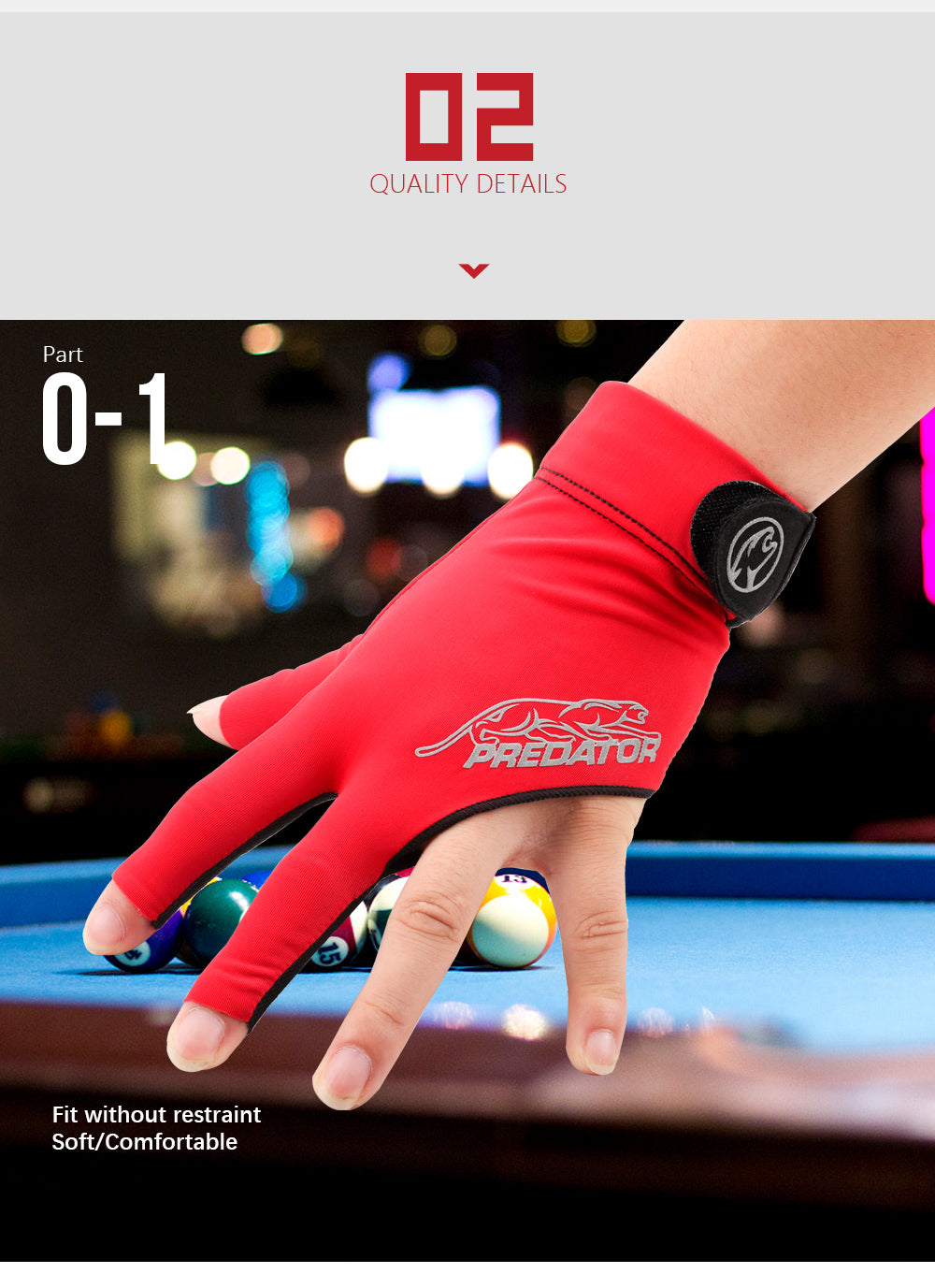 PREDATOR 3142 Gloves Billiard Gloves One Piece Non-slip Lycra Fabric Pool Gloves Snooker Glove Billiard Accessories