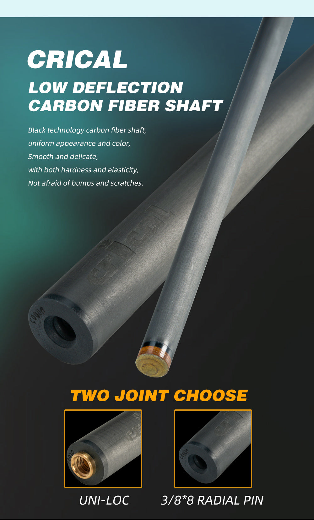 CRICAL YZ 11.5/12.5mm Carbon Shaft 3/8*8 radial pin/uniloc