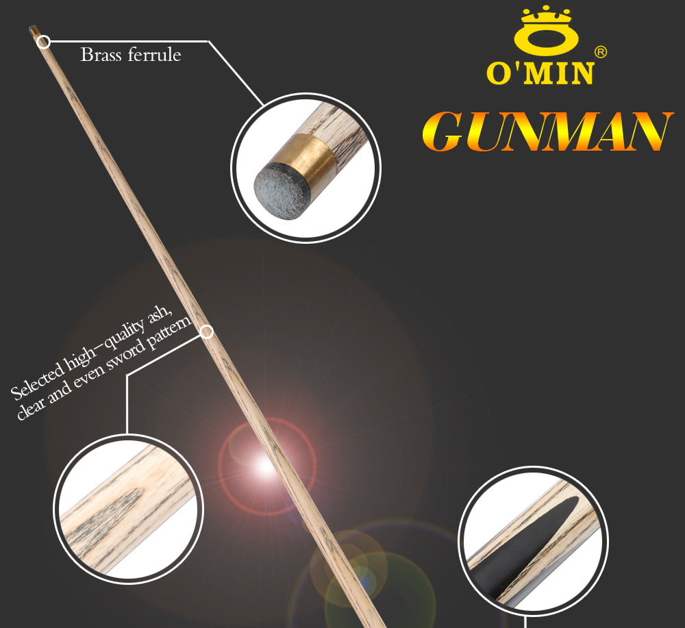O'MIN GUNMAN Snooker Cue 3/4 قطعة طقم عصا السنوكر مع جراب O'MIN مع تمديد تلسكوبي 9.5 مللي متر 10 مللي متر طرف Snooker Stick Kit