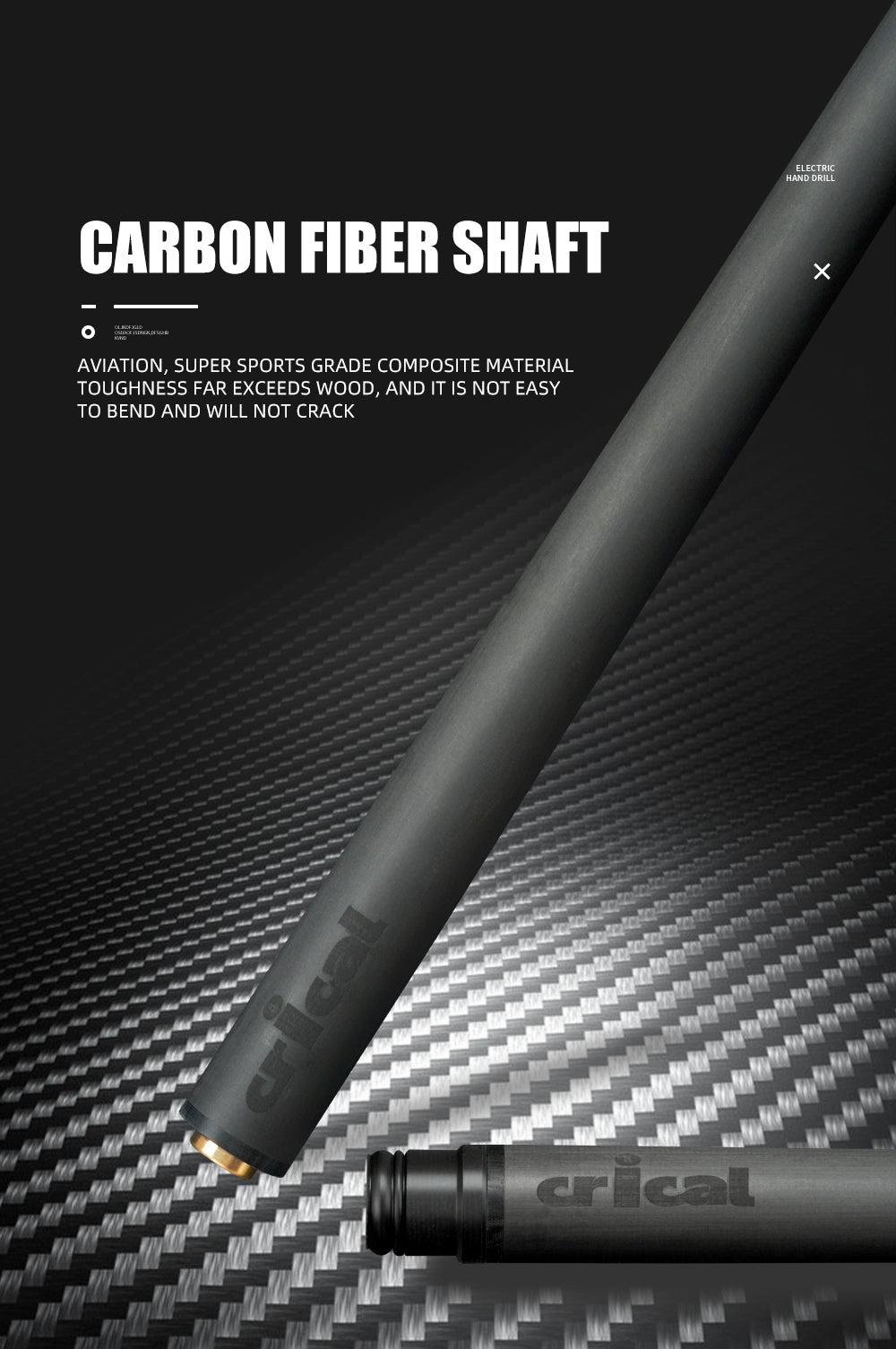 CRICAL Cue Shaft Pool Carbon Fiber Billiard Pool Cue Stick Shaft Uni-loc Joint Single Shaft 11.5/12.4mm Pool Cue Stick Shaft Kit