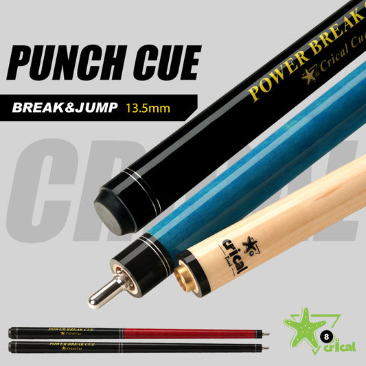 Crical Billiards 3 Pieces Punch Jump Cue Pool 138cm 13.5mm Tip Hard Maple Shaft Break Jump Cue Stick Technology Professional Cue