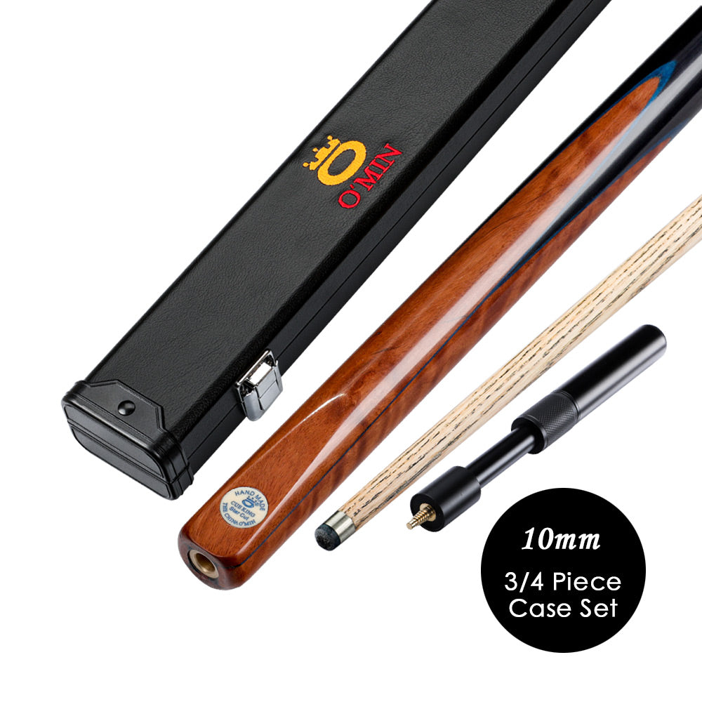 O'MIN STAR CUT 3/4 Snooker Cues Litchi wood Butt 9.5mm Tip Case Professional with Extension Billiard Cue Ash shaft For Black 8