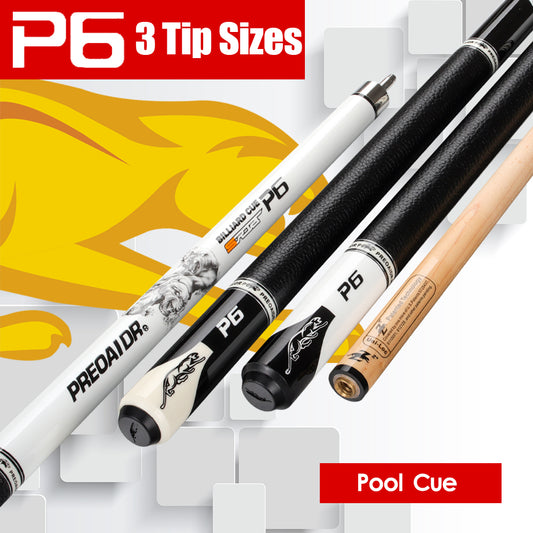 PREOAIDR 3142 P6 Billard Pool Cue Maple Shaft with Extension 13mm 11.5mm 10mm Tip Uni-lock Joint Leather Grip Stick Cue
