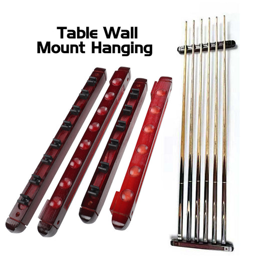 Billiard Pool Snooker Table Wall Mount Hanging Professional 6 Holes 8 Holes Cue Stick Solid Wood Rack Holder Billiard Accessory