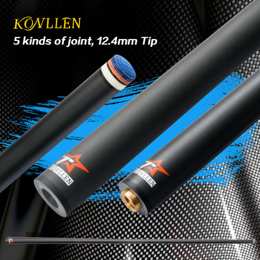 KONLLEN Carbon Single  Shaft  12.4mm Navigator Tip Black Technology Cue Stick