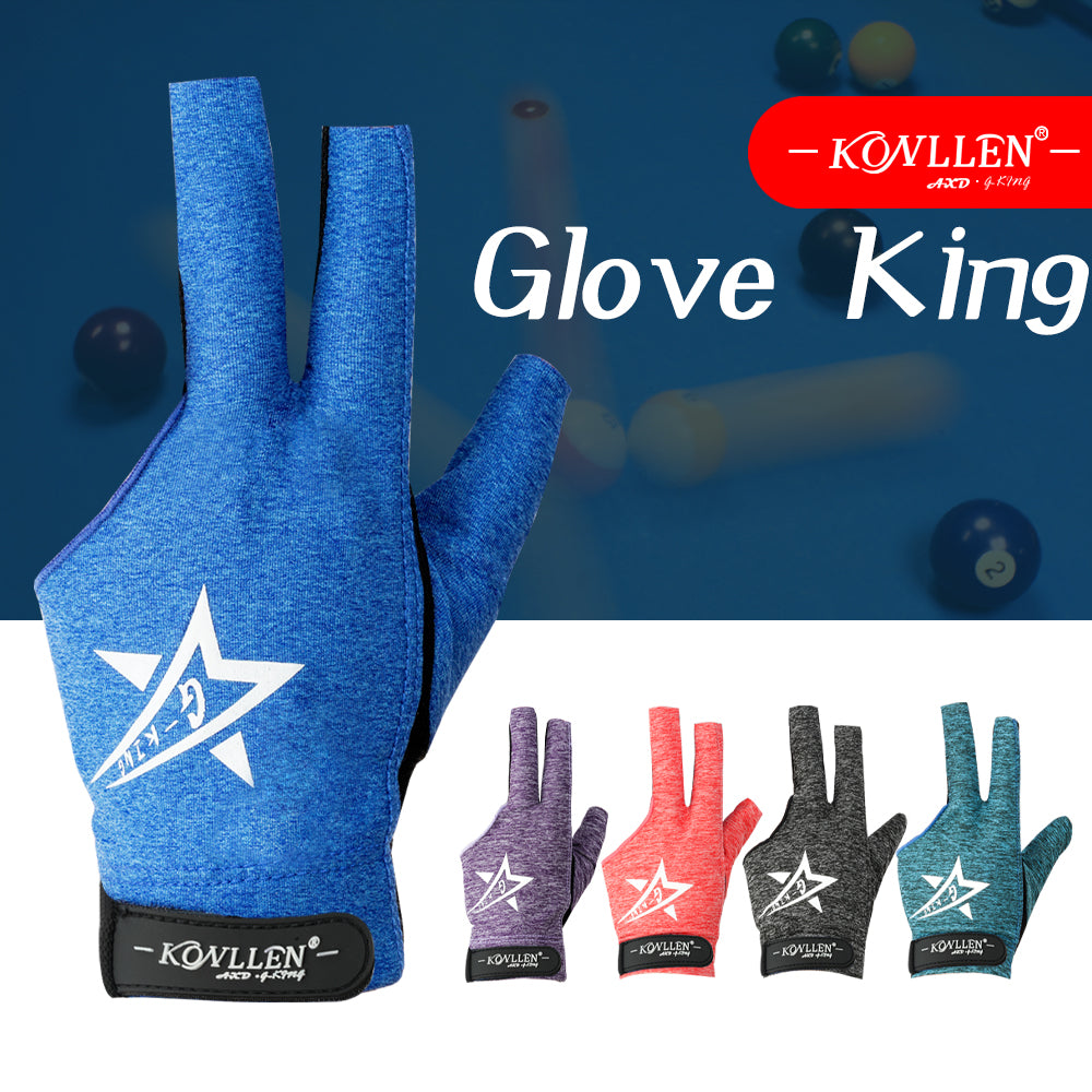 KONLLEN Billiard Gloves One Piece Left Hand 3 Fingers Purple/Blue/Pink/Green/Gray Snooker Pool Gloves Billiard Accessories