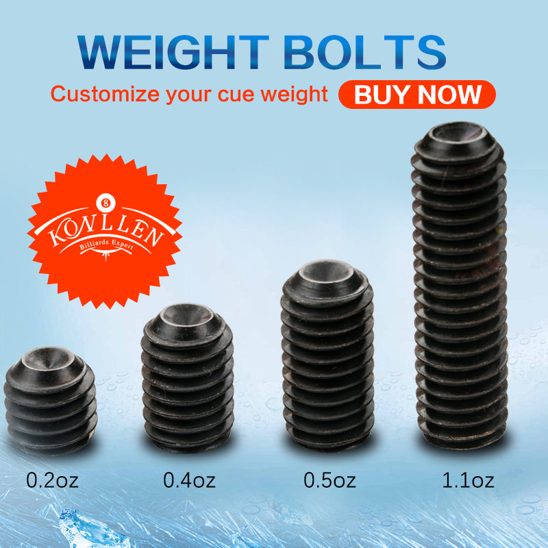 Jflowers Weight Bolt Adjust 0.2/0.4/0.5/1.1oz 12/19/25/45mm 4 Pieces Set of Weight Bolt Adjustable Billiard Accessories