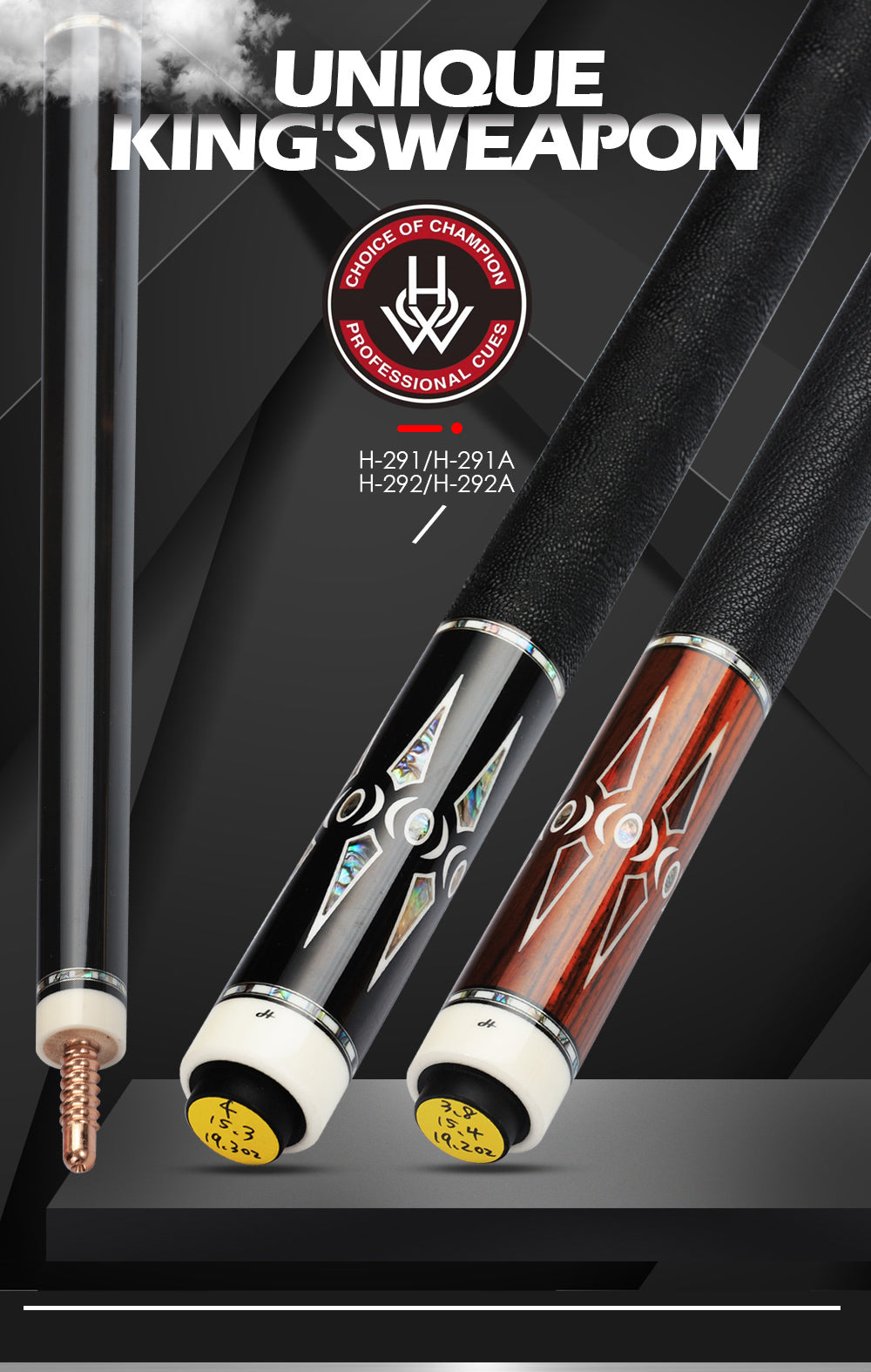 HOW Offical Store HOW H-291A Pro Series Cp Plus 12.5mm Ebony High-end Joint Abalone Shell Inlay Billiard Pool Cue Stick
