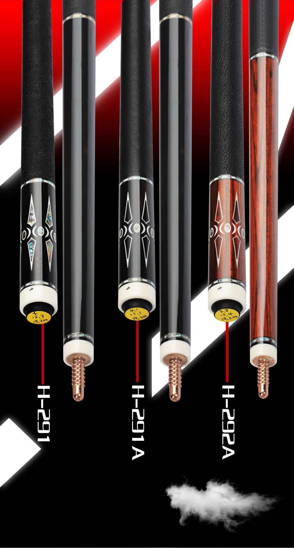 HOW Offical Store HOW H-291A Pro Series Cp Plus 12.5mm Ebony High-end Joint Abalone Shell Inlay Billiard Pool Cue Stick