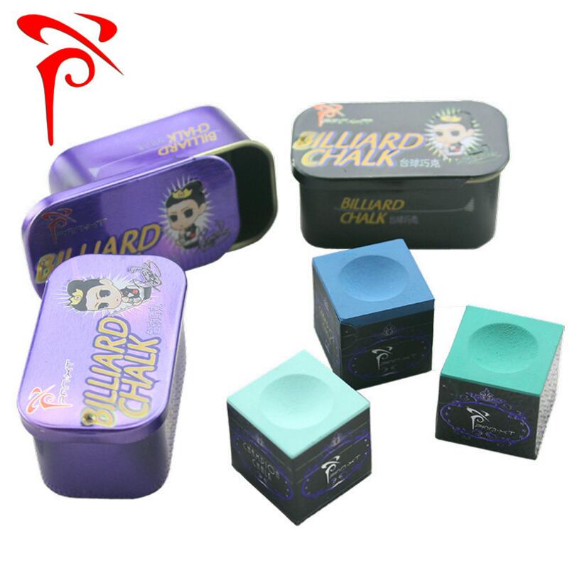 PXT Pan XT Tailor-made Chalk Powder Pool Snooker Metal Box Professional Accessories 2-Pieces Green Blue Chalk with Good Box