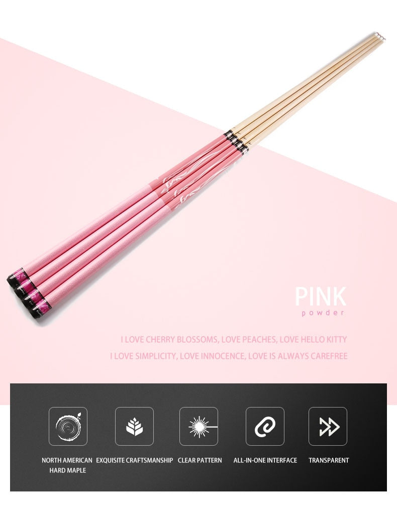 CUPPA Cue Pool Cue 11.75/13mm Tip Maple Shaft Stick Cue With Case Designed For Women 147cm Length