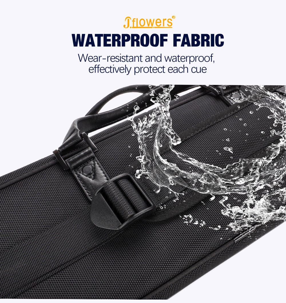 Jflower Billiard Case Waterproof Fabric Canvas Bag 3 Butts 4 Shafts 7 Holes Capacity Lightweight Portable Pocket Cue Case
