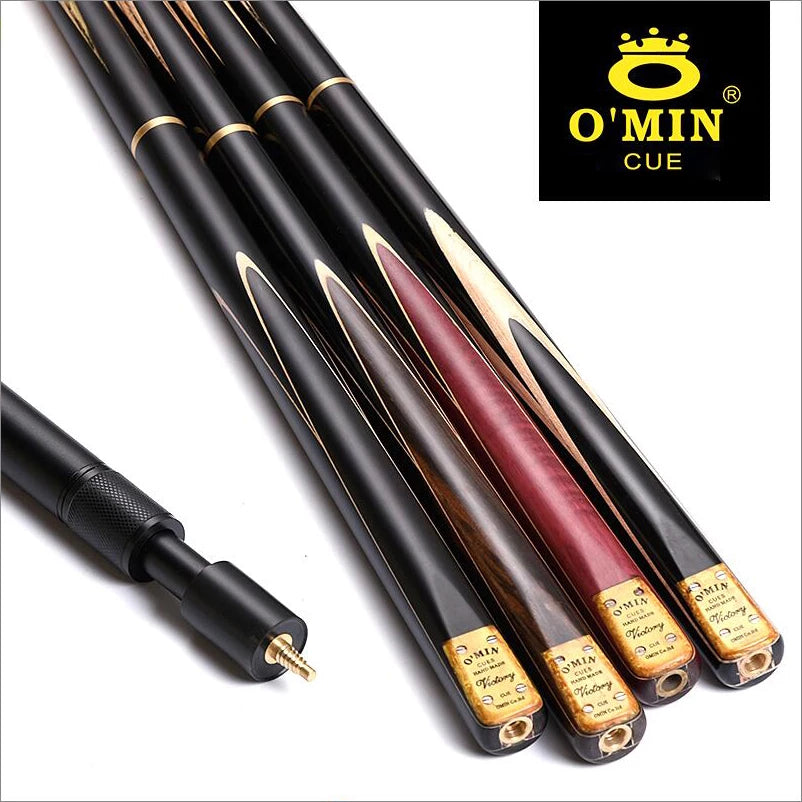 O'MIN VICTORY Snooker Cue 3/4 Piece Snooker Cue Kit with O'MIN Case with Telescopic Extension 9.0mm/9.8mm Tip Stick with Gifts
