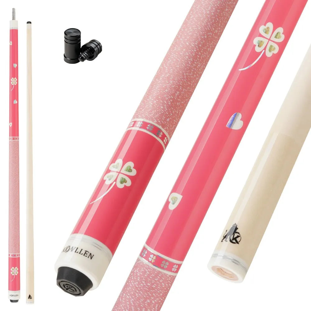 KONLLEN KL-Pink Billiard Pool Cue Carbon Maple Shaft 11.5/12.5mm Tip Technology Carbon Fiber Tube 3 * 8/8 Joint Cue Stick 148cm