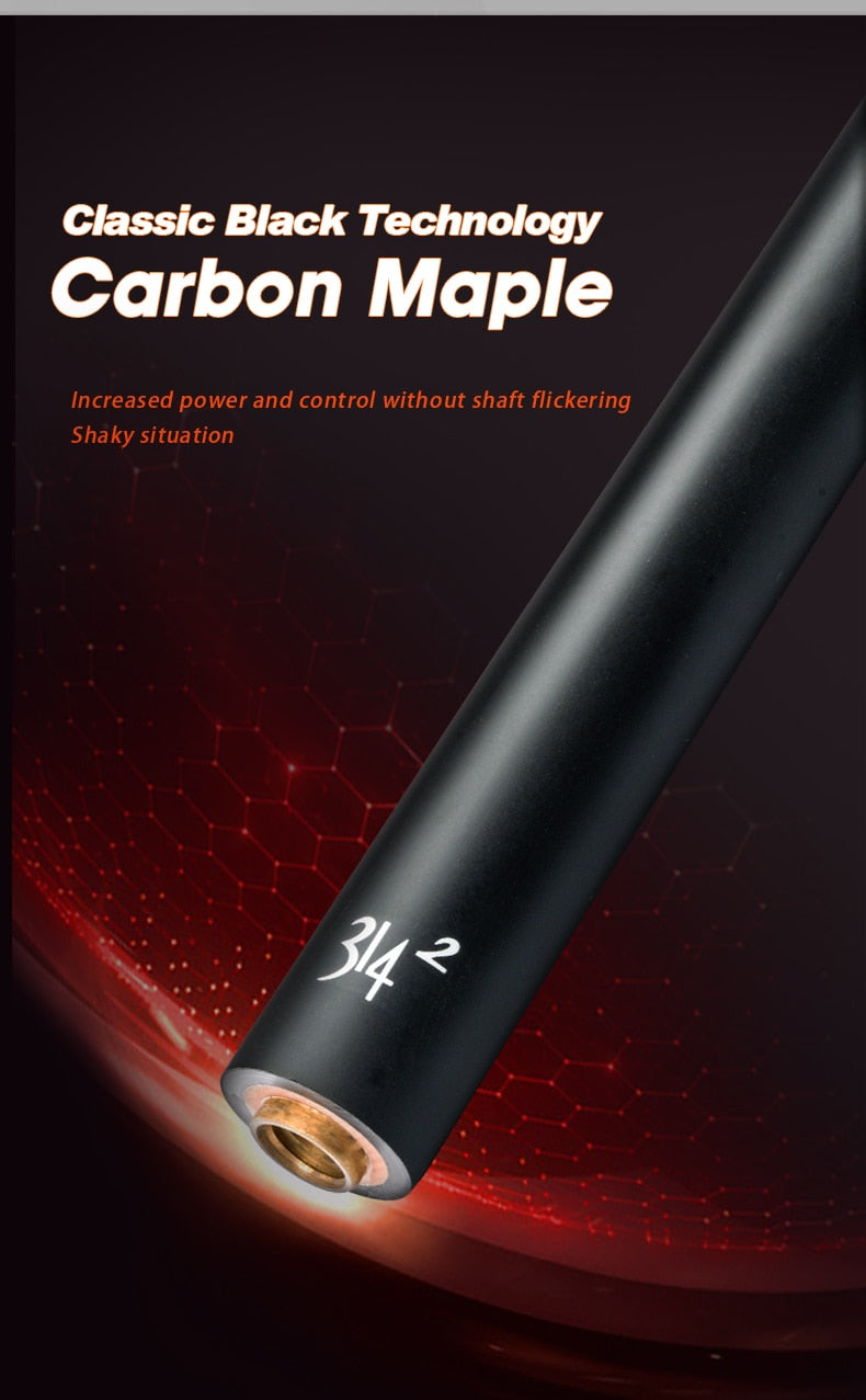 PREOAIDR 3142 King Billard Pool Cue Maple Carbon Shaft Black Technology Stick 12.5/11.8/10.8mm Rainbow Tip Uni-lock Joint Cue
