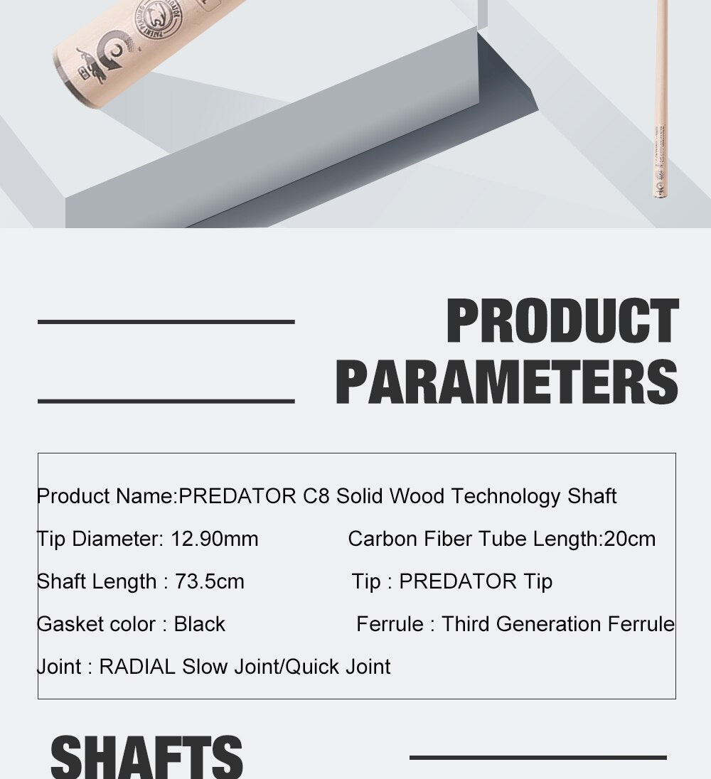 Official PREDATOR C8 12.9mm Teconology Maple Shaft